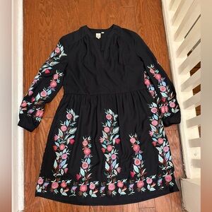 Anthropologie Seen Worn Kept Olivia Embroidered Floral dress boho midi long 10